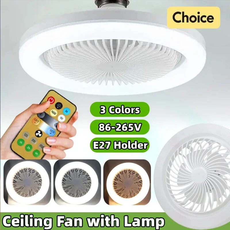 Smart 3-in-1 Ceiling Fan with Remote Control Lighting Lamp E27 Converter Base 85-265V Lighting Base for Bedroom and Living Room