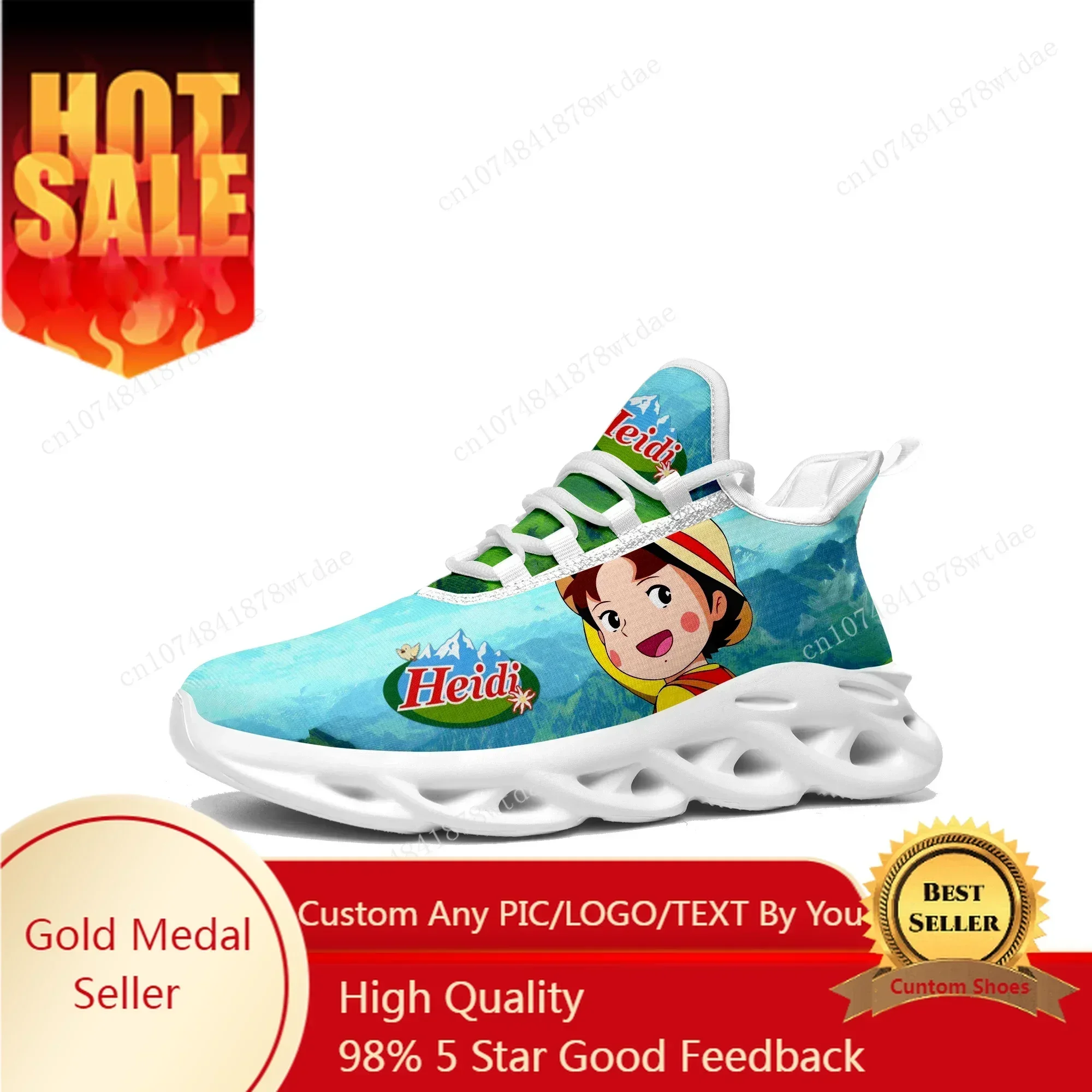 A Girl Of The Alps Flats Sneakers Men Women Sports Running Shoe High Quality Heidi Cartoon Custom Lace Up Mesh Footwear