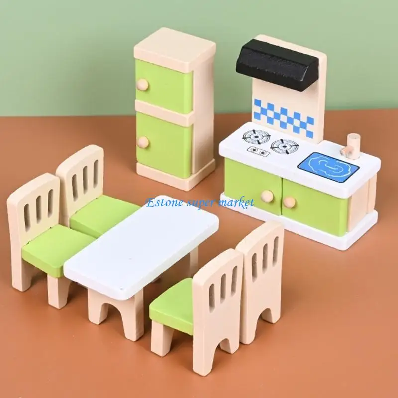 090B Dollhouse Miniature Bed With Drawer Bedroom Simulation Furniture Model Bedroom Furniture Pretend Play Toy