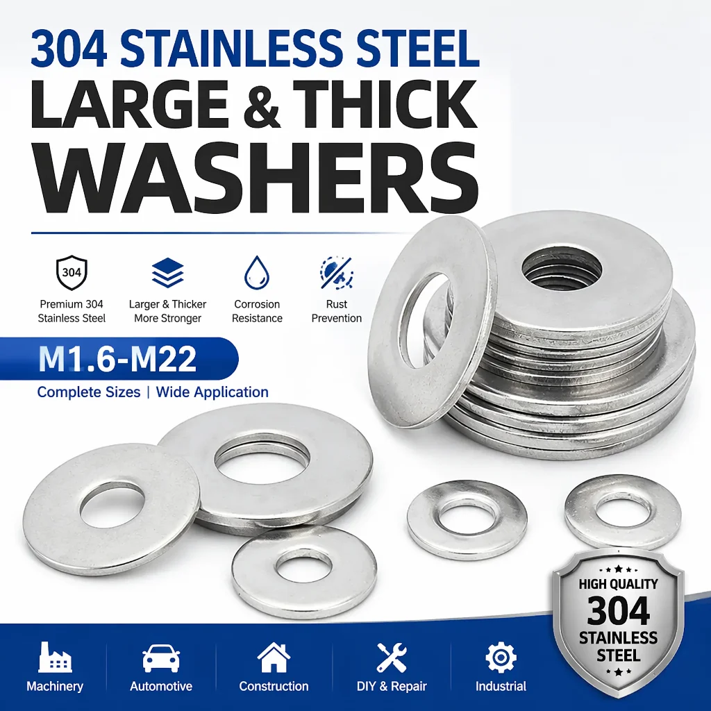 Round Flat Washers 304 Stainless Steel Plain Gasket Spacer M1.6-M22