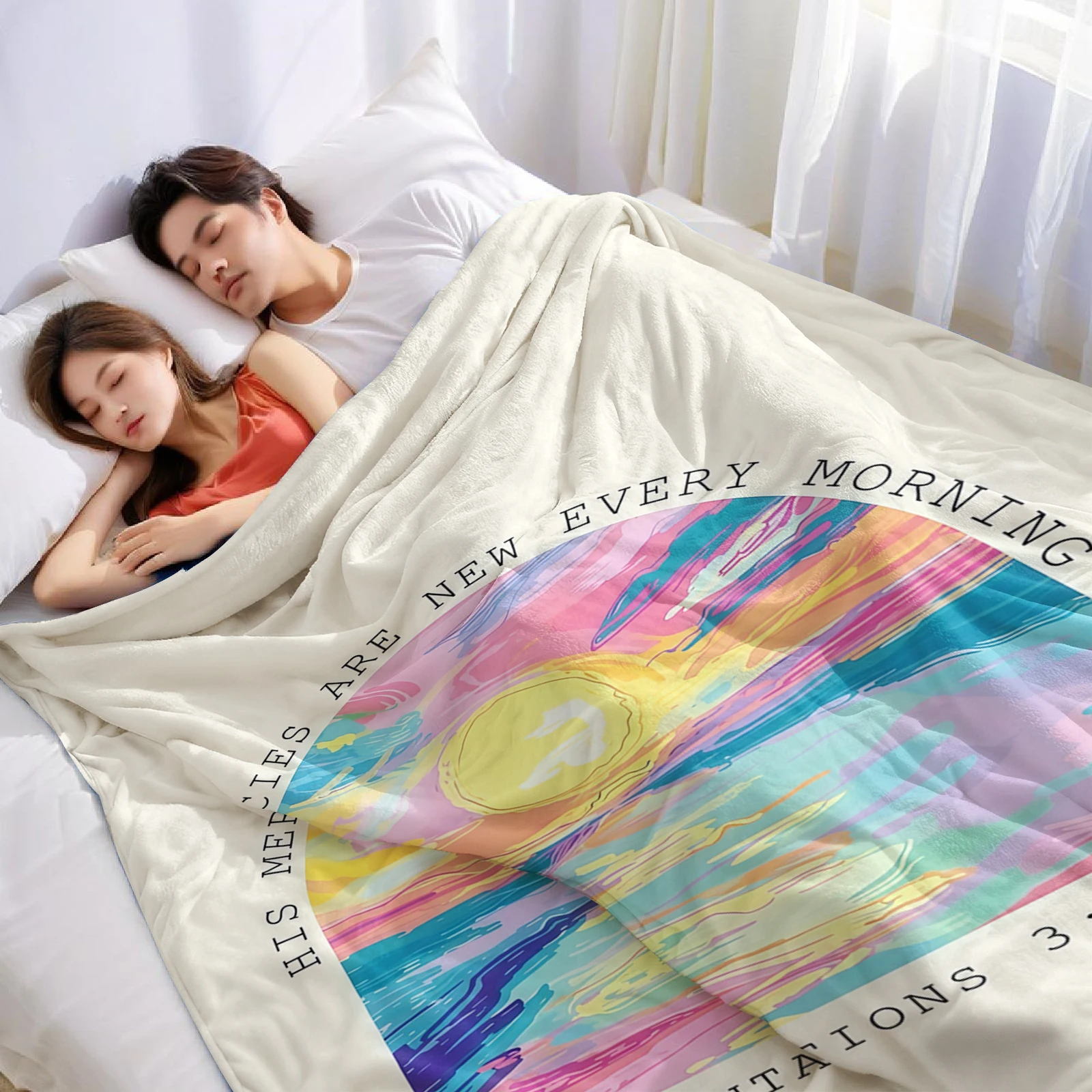 Ocean Sunset Verse Ultra Soft Sherpa Fleece Blanket Fluffy Warm Halloween Cozy Throw for Sofa Couch Bedroom Gift All season