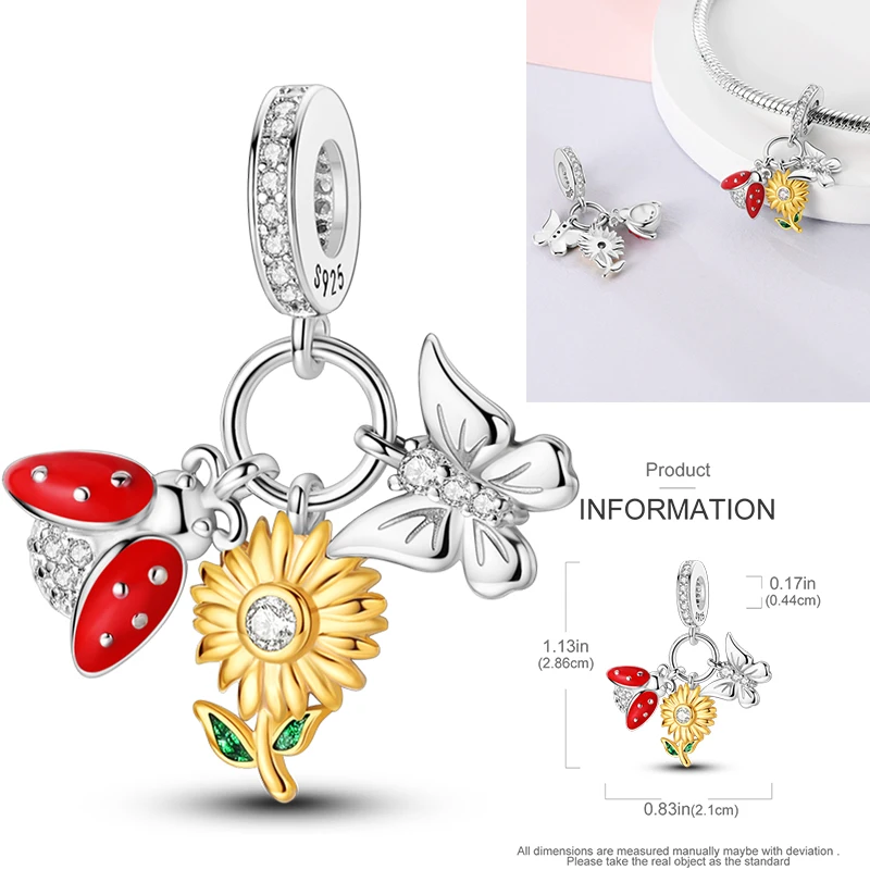 Schmetterlingsanhänger 925 Sterling Silber Rosa Blau Regenbogen Perlenanhänger Passend für Europäische Armbänder DIY Schmuck Geschenk für Frauen und Mädchen 2026 – Detail 25