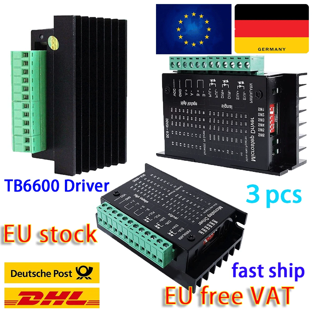 EU shipping  3pcs CNC TB6600 stepper motor Driver Controller 4A 9~42V TTL 16 Micro-Step for 42/57/86 stepper motor servo motor