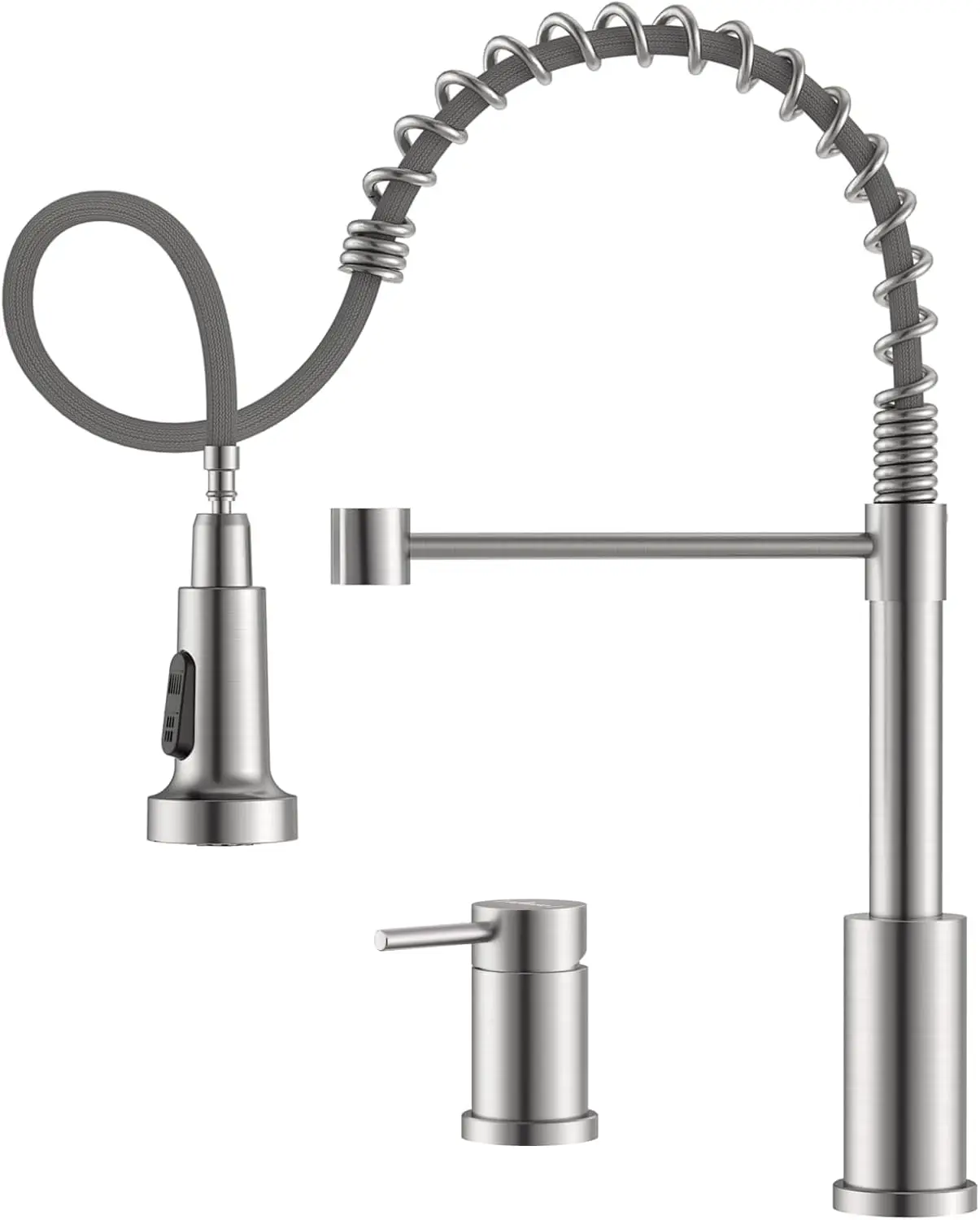 

Stainless Steel Kitchen Faucet with Separate Handle, Brushed Nickel Finish for Sink