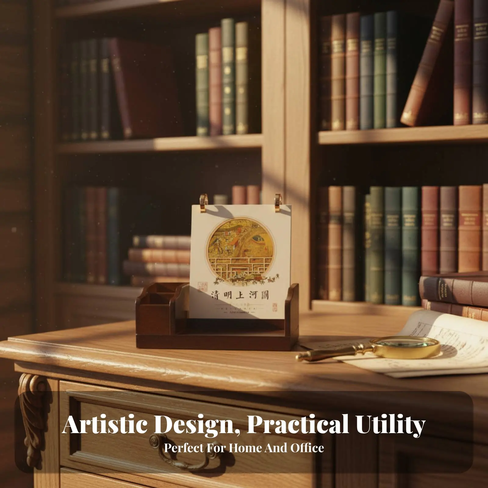 

Деревянный настольный календарь на 2026 год, тема «Лошадь», с персонализированным брендированием, декор для офиса, ежемесячный органайзер