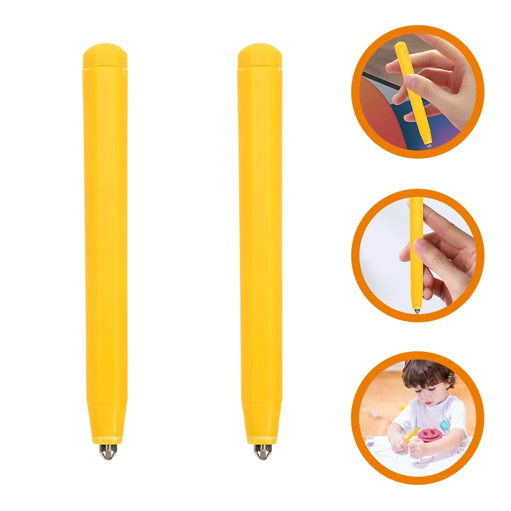 

2pcs Replacement Stylus Yellow Steel Erasable Reusable Drawing Board Pens Magnet Painting Supplies Gift Students Classmates