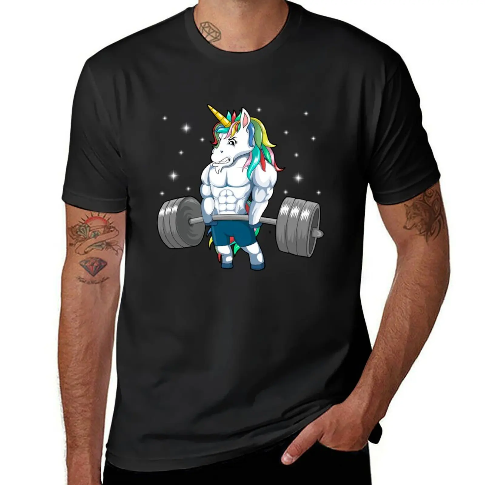 Unicorn Weightlifting T-Shirt quick-drying animal prinfor boys summer clothes mens white t shirts