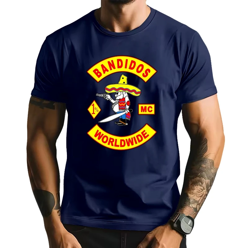 

Vintage Bandidos Motorcycle Club Men O-NECK Graphic T Shirts Cotton T-shirt Men Black Tshirt Summer Fashion Women Top Tees