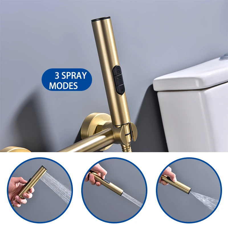 Brass Handheld Toilet bidet sprayer set Accessories Black Bidet Faucet for Bathroom Hand sprayer shower Jet self cleaning Gold