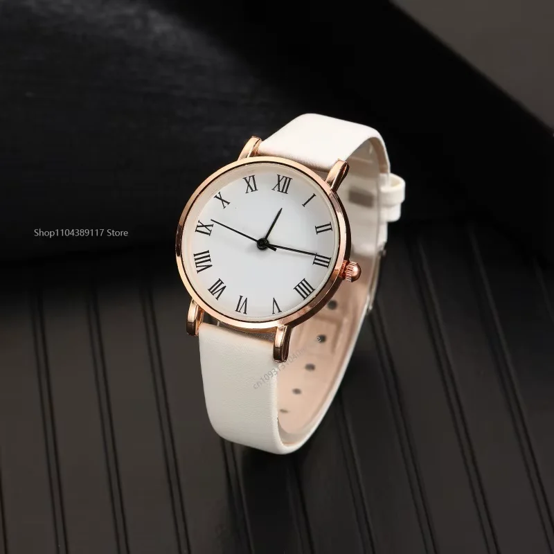 2PCS/Set Women's Watch Shiny Fashion PU Leather Analog Quartz Watches Luxury Women Simple Dial Ladies Watches Reloj Mujer