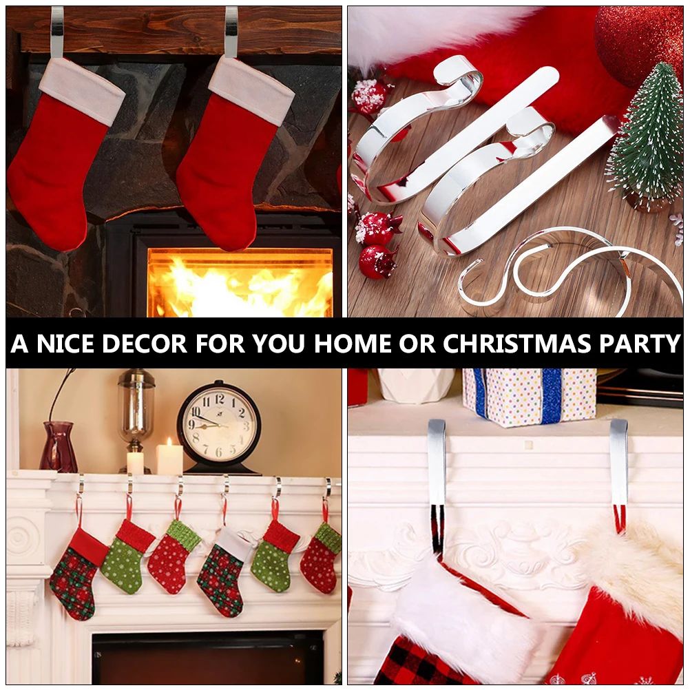

Christmas Stocking Holder Heavy Duty Zinc Alloy Hook for Mantel Fireplace Metal Hangers DIY Party Supplies Christmas Decor