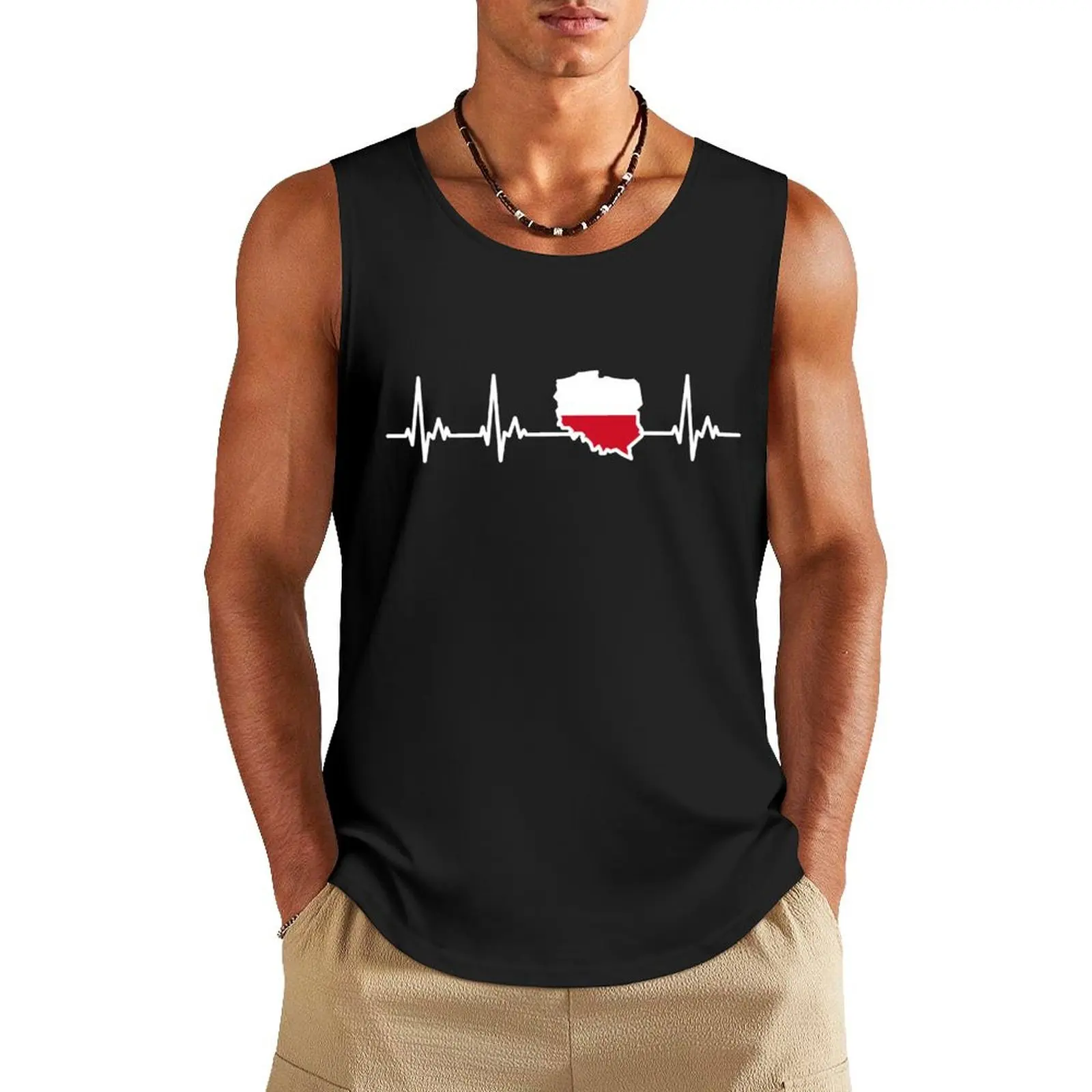 Polish Flag Heart Beat Poland Polska Tank Top Gym man Men's t-shirts