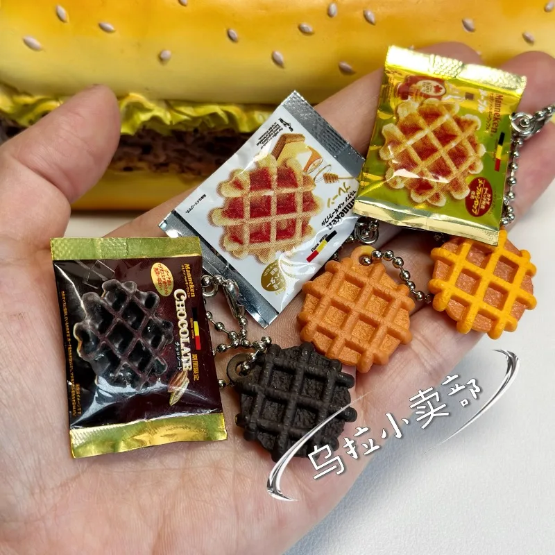 Bandai Gashapon Cute Kawaii Candy Toy Figure Anime Miniature Waffles Biscuits Snack Food Keychain Model Capsule Toys Gift