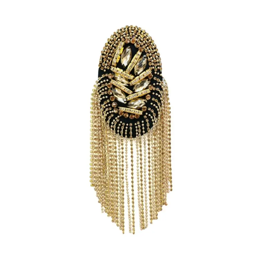 New Long Chain Shoulder Tassel Epaulet Detachable Rhinestone Brooch Shoulder Epaulettes Gifts