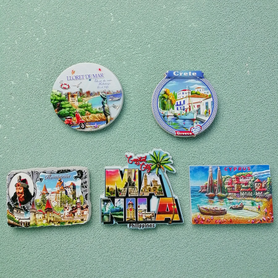 

CRETE Refrigerator Sticker Llorettemar Tourist Souvenir Magnetic Sticker Filipines Romania Cyprus Tourist Gift
