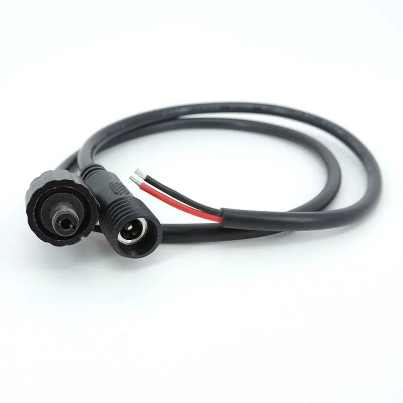 تيار مستمر 5.5x2.1 مللي متر IP68 مقاوم للماء 18AWG 7A ذكر موصل سالب التوصيل 2 دبوس محول التيار الكهربائي الأسلاك
