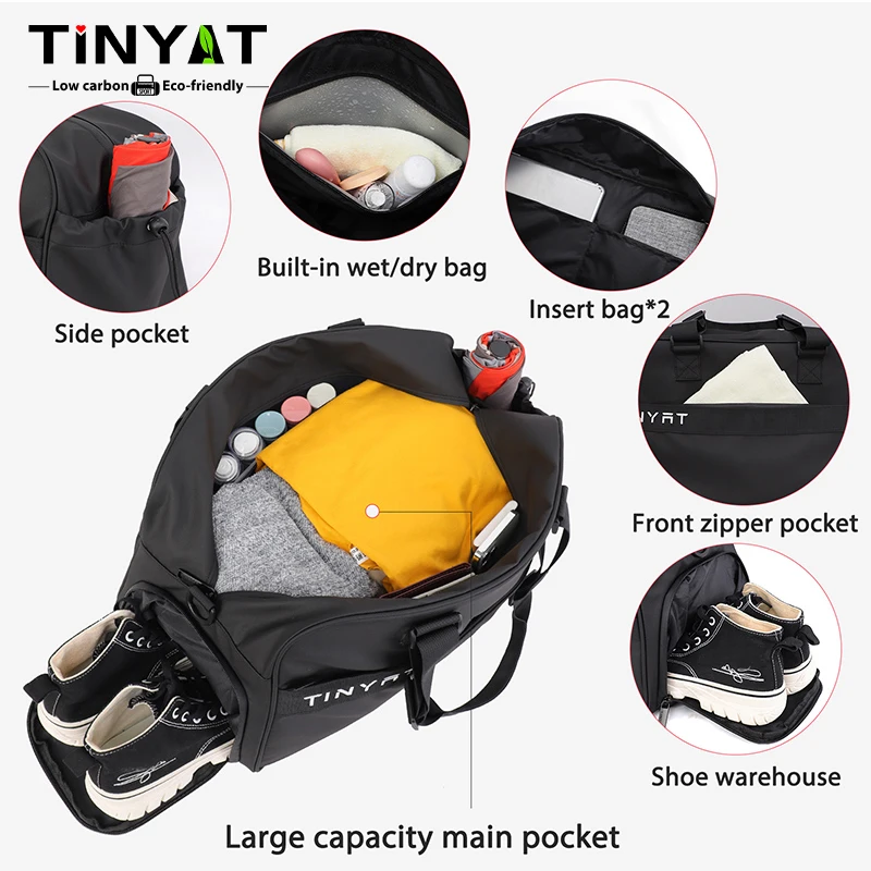 Tinyat Waterproof Gym Bag Fitness Sport Bag for Men Women Outdoor Ultralight Yoga Sports Travel Backpack Large Portable Swimming