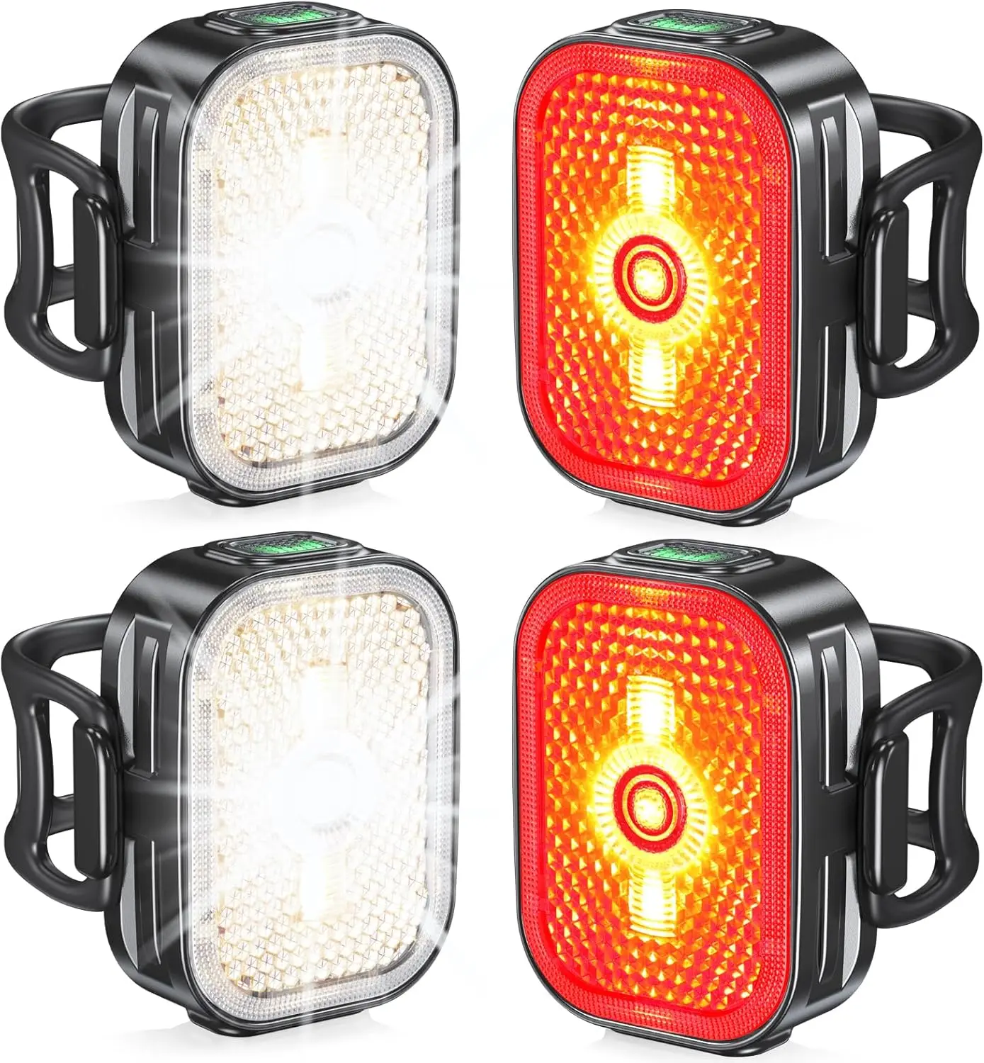 

Комплект велосипедных фонарей с широкоугольными отражателями, 8+6 режимов, водонепроницаемость IP65, быстрая зарядка через USB-C для езды на дороге и горном велосипеде