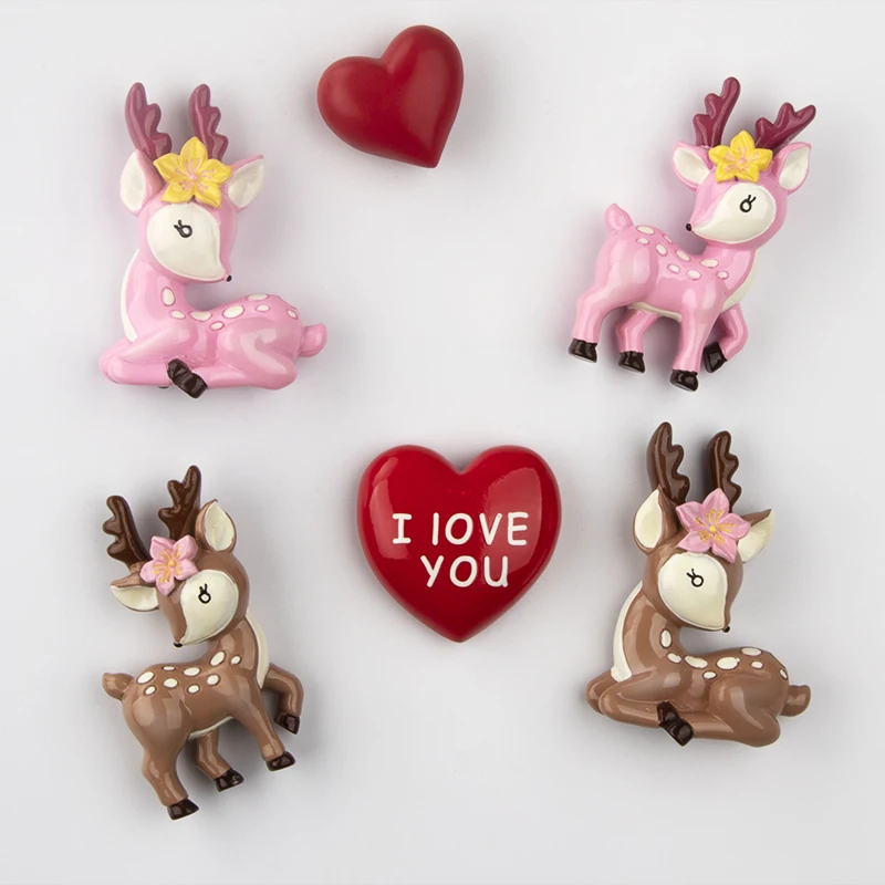 Sika Deer Shaped Deer Refrigerator Sticker Cute 3D Magnetic Sticker Deer Connect Safe Journey Home Decoration Gift