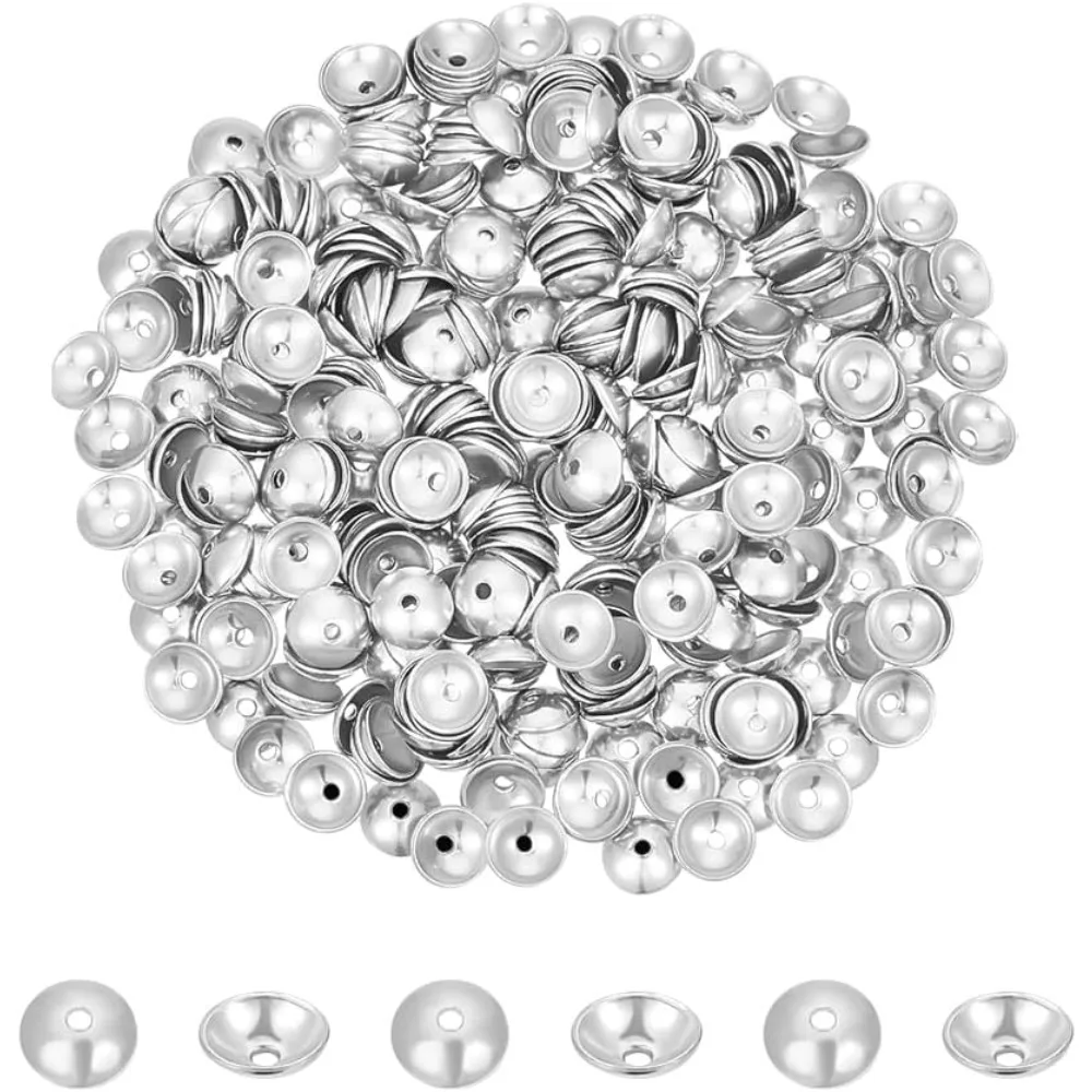 

400 шт. колпачки для бусин из нержавеющей стали 4 мм - проставки на концах в стиле Бали, конусные полукруглые колпачки с цветами для браслета, ожерелья, серег, ювелирных изделий