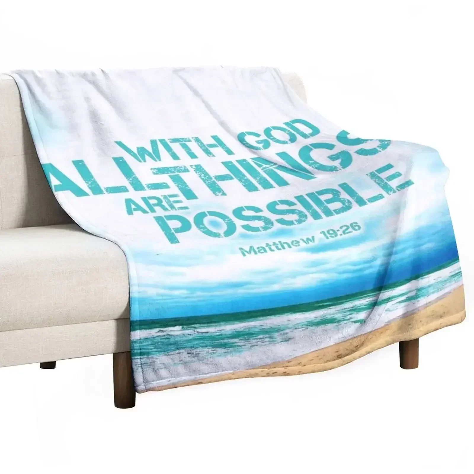 With God, All Things Are Possible (With Text) Matthew 19:26 Throw Blanket Bed Nap Warm decorative Bed linens Blankets
