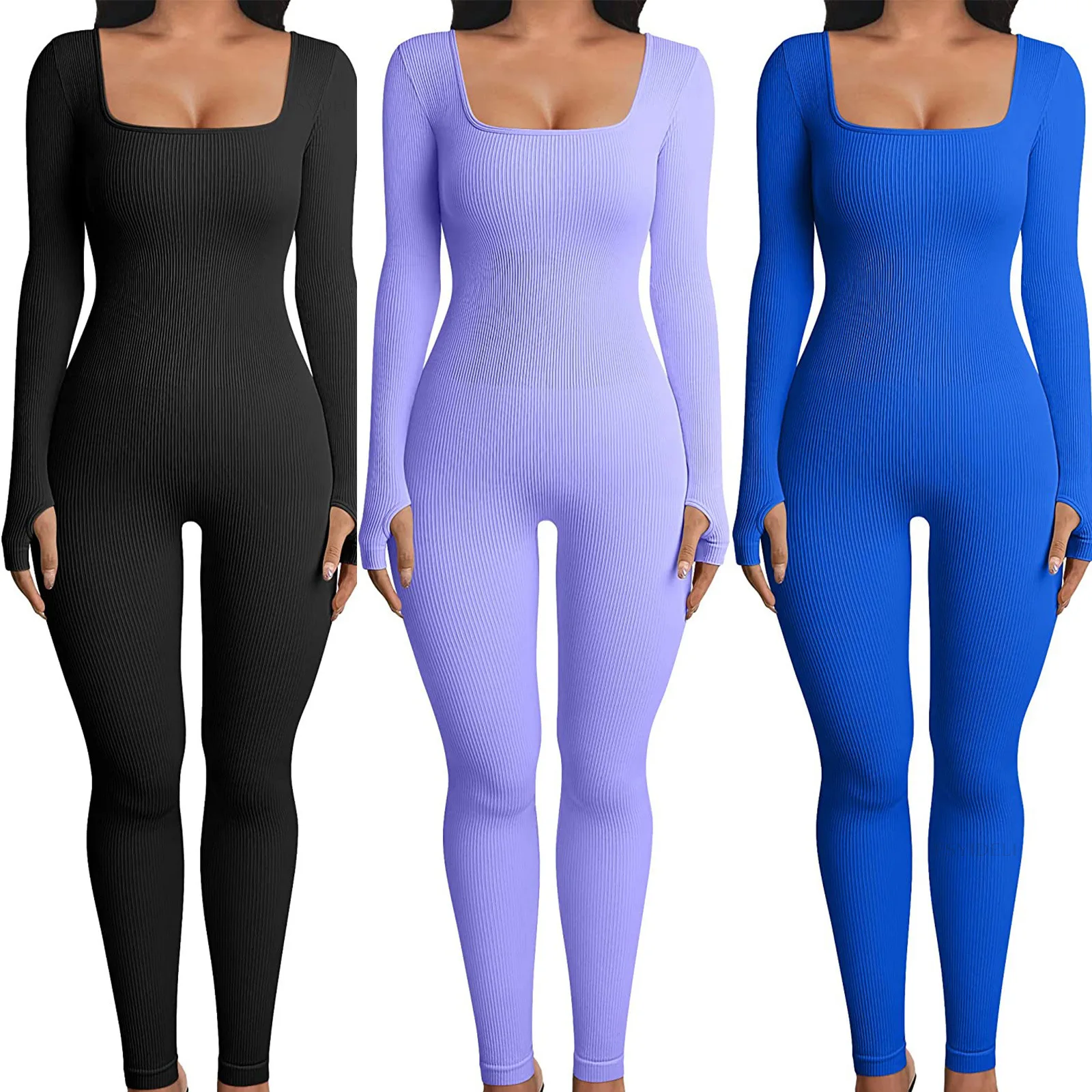 Fashion New Spring Fall Women Sexy U-Neck Corset Tight Pants Office Lady Casual Sports Run Slim Jumpsuit Pole Dance Clothing