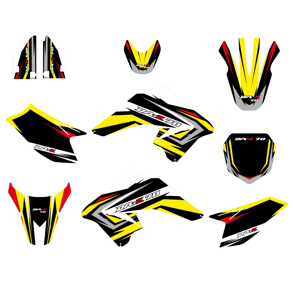 

High-Quality Full Set Custom Body Decals Graphics Kit for Suzuki DR-Z 70 2009-2019 Off-Road Model Durable Waterproof UV