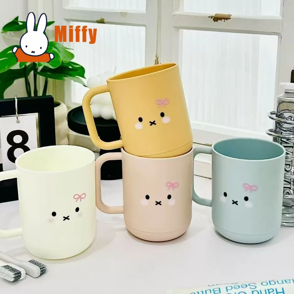 Kawaii Miffy Toothbrush Holder Cup Cute Rabbit Cartoon Face Design Pastel Color Stackable Bathroom Organizer Daily Use Girl Gift