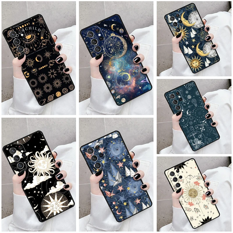 Phone Case For Samsung Galaxy S24 S23 S21fe S22 Ultra Plus Note 10 20 S8 S9 S10 Cover Sun Moons Star Signs Celestial