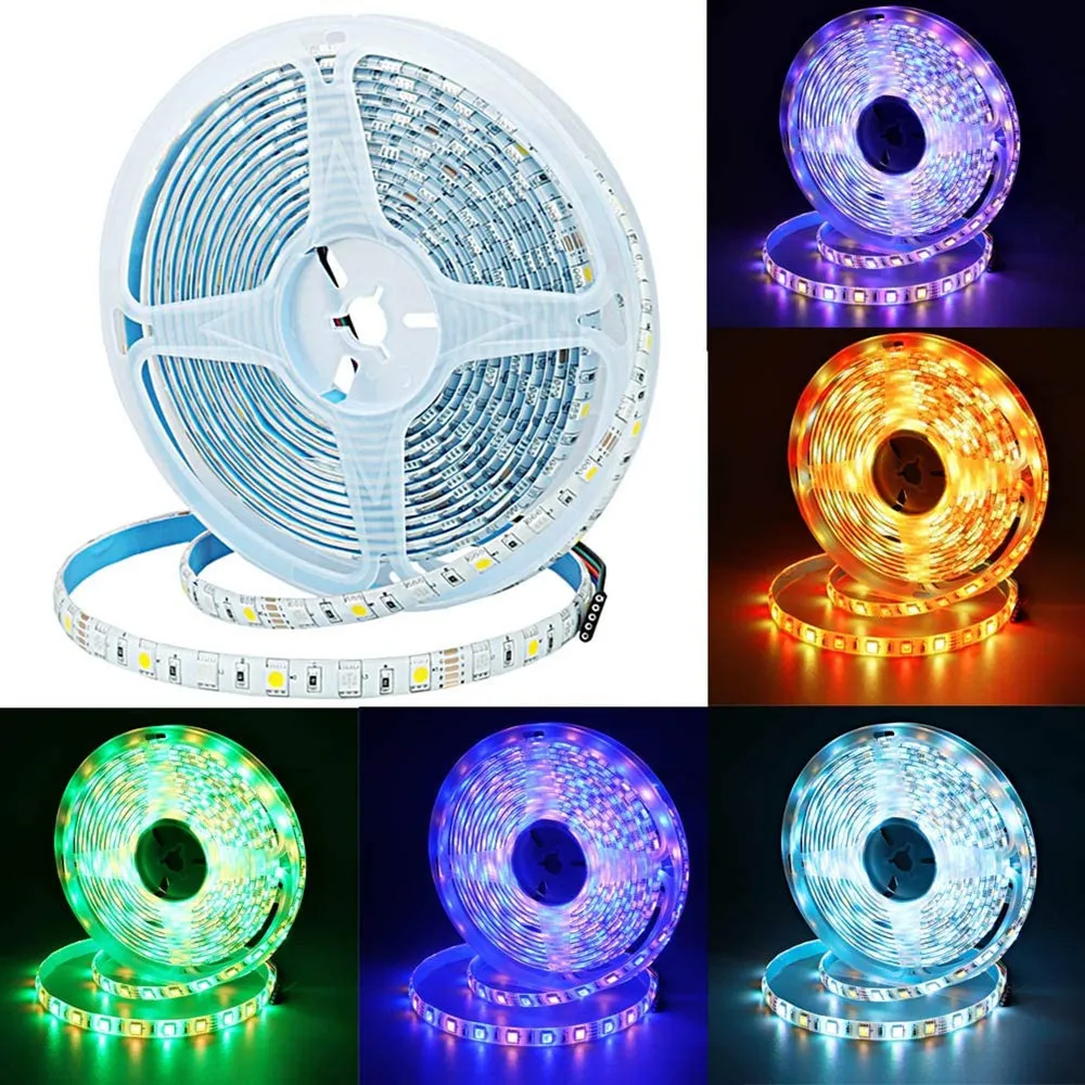 5M DC12V RGBCCT LED Light Strip 12MM SMD5050 5IN1 RGB+W+CW 60Leds/M NOWaterproof Flexible Holilday Room Decor