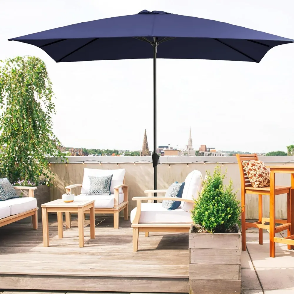 

8x10FT Large Rectangular Patio Umbrella Outdoor Table Umbrella w/Crank Rectangle Market Umbrella UV Protection, Customized
