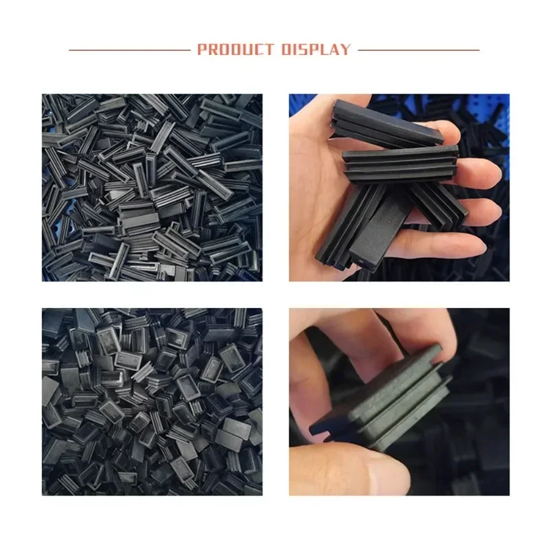 Black PE Plastic Square Tube Pipe Plug Rectangle Blanking End Caps Inserts Bung Table Chair Feet Pad Inserts For Steel Tube Pipe