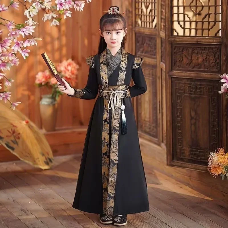 

Традиционная детская одежда Hanfu для мальчиков и девочек, весенне-осенняя старая китайская одежда, высококачественная древняя королевская молодежная одежда, костюмы Тан