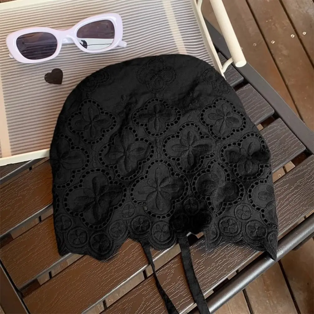 

Cute Hollow Out Embroidered Lace Hat Y2k Breathable Beanies Hat Thin Spicy Girl Skullcap Outdoor