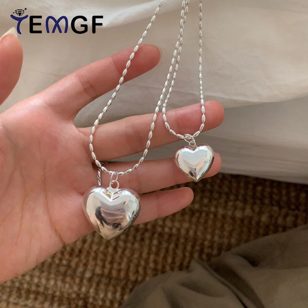 

TEMGF стерлингового серебра 925 пробы ожерелье с подвеской в виде сердца 60 + 5 см регулируемая цепочка для свитера для женщин зимняя одежда сложенные аксессуары