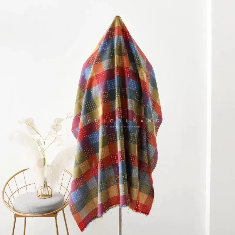 

Vintage Patchwork Handmade DIY Costumes - Colorful Checkered Fabric for Shirts, Dresses, and Aprons Sewing Cloth, 140x50cm