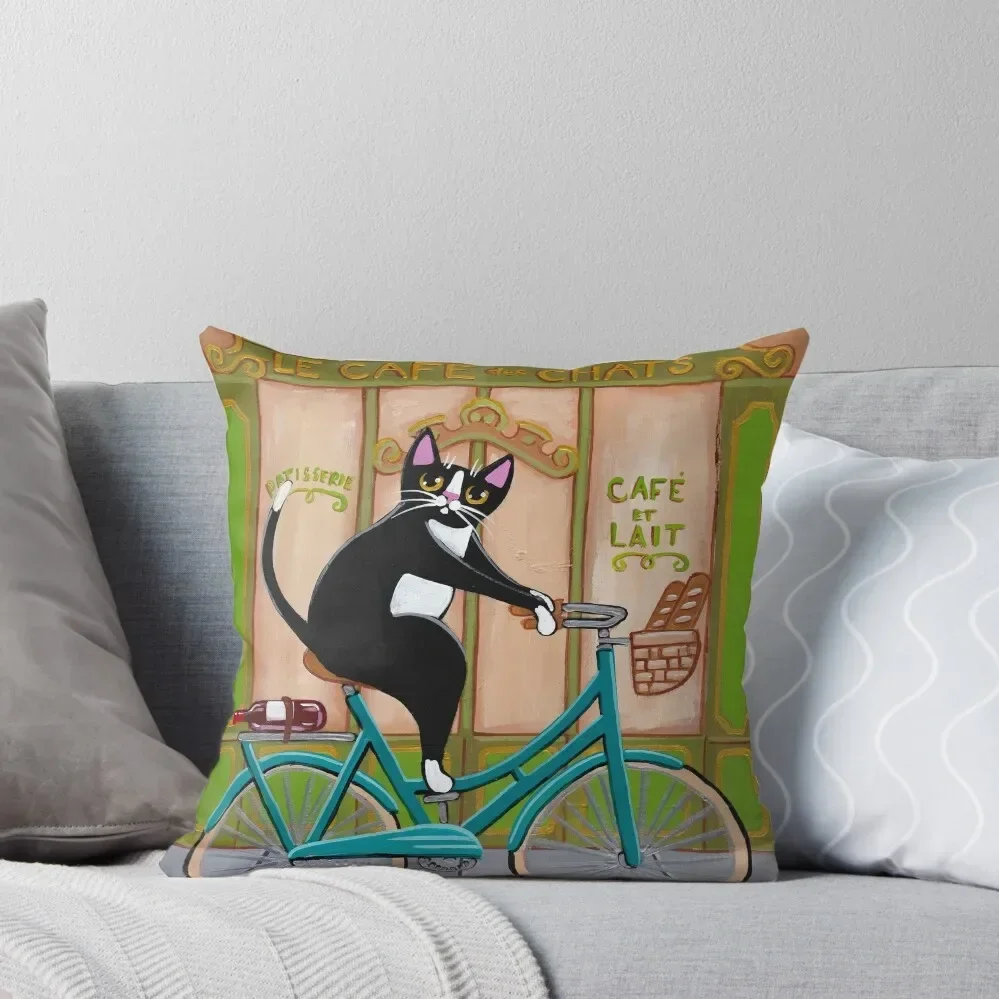 Bicycle Bread Run Cat Throw Pillow Pillows Aesthetic Cushions For Children ornamental pillows pillow