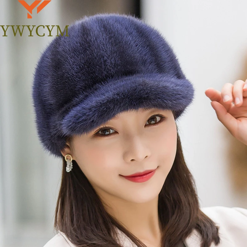 

Real Mink Fur Hat Winter Women Keep Warm 100% Genuine Mink Fur Hats Natural Quality Female Fashion Mink Fur Cap Lady Outdoor Cap