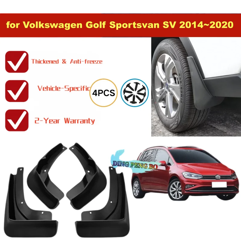 Custom Fit Mudguards for VW Golf Sportsvan Mk7 2014-2020 4Pcs Soft PVC Splash Guards, Durable Fender Flaps Auto Accessories