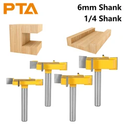 PTA 6MM 6.35MM Shank Z4 T Type Slotting Cutter With 4 Carbide Router Bit Woodworking Milling Cutter For Wood Face Mill