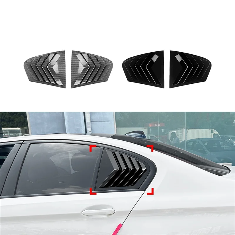 سيارة الخلفية الثلاثي نافذة اللوفرات مصاريع الستائر غطاء الكسوة لسيارات BMW 5 Seires G30 2018-2023 أسود لامع