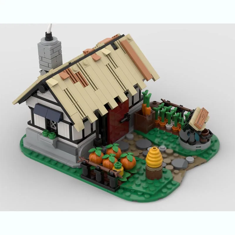 Spot blocchi di assemblaggio di piccole particelle MOC-85668 Knight Camp 202692 Modello di fattoria medievale 87706 ornamento creativo stabile