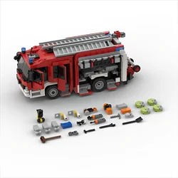 1019PCS MOC City Fire Truck Building Blocks Set Transport Vehicle Rescue Tower Ladder Model Bricks Assembly Toys Kid Boy Gift