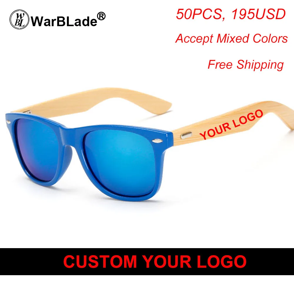 Wholesale Custom Logo Bamboo Arms Sunglasses Men Wooden Sunglasses Women Original Wood Sun Glasses Customerized 50 pcs/set