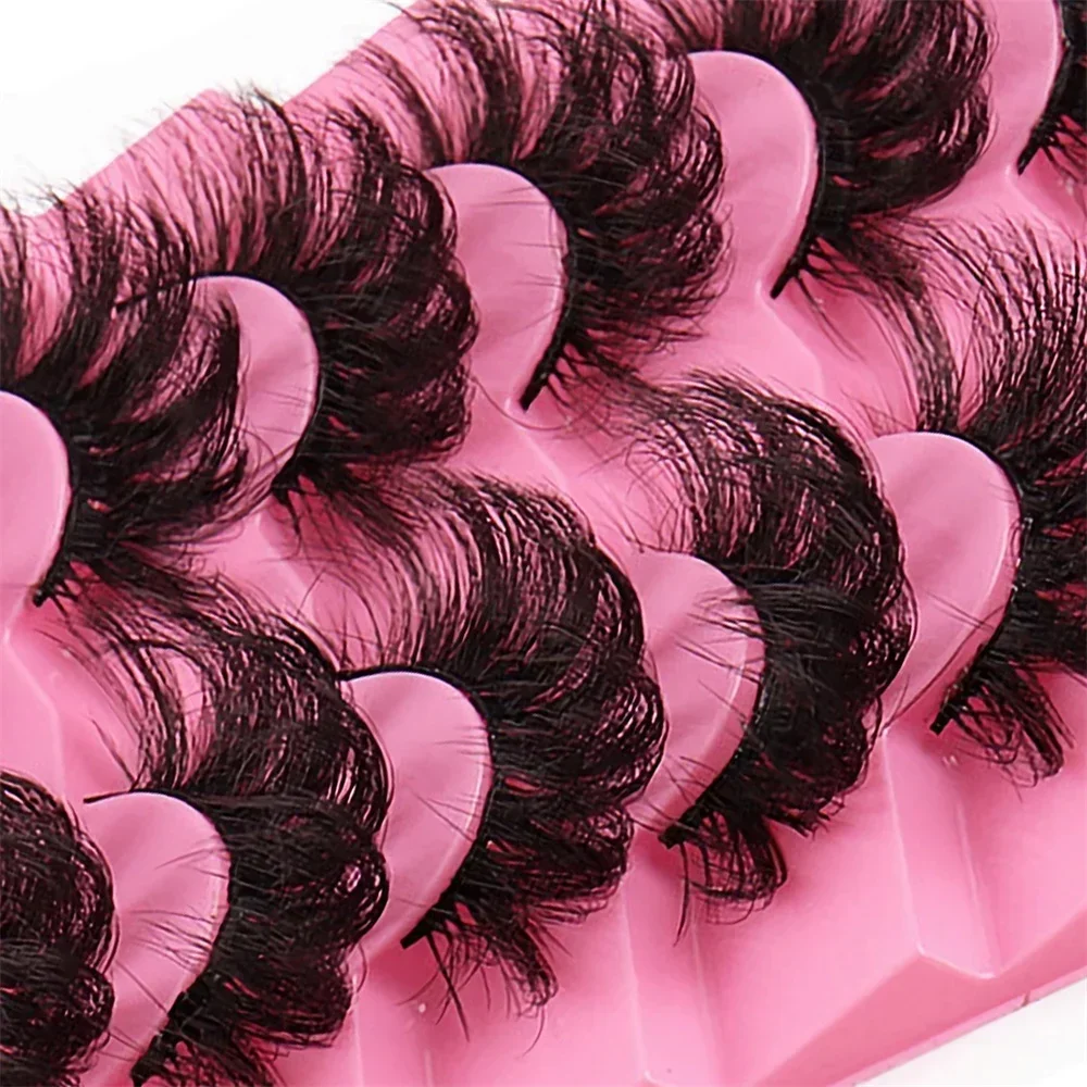 7 Pairs 3D Faux Mink Lashes Bulk Russian Volume Fluffy Natural False Eyelashes Thick Dramatic Faux Mink Eyelashes