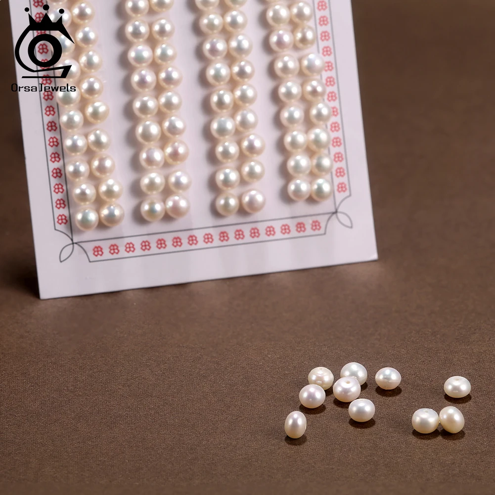 ORSA JEWELS A Grade Natural Freshwater Pearl 3-8.5mm Round Shaped Strand Beads Chain for Jewelry Making DIY Women Earrings PP12