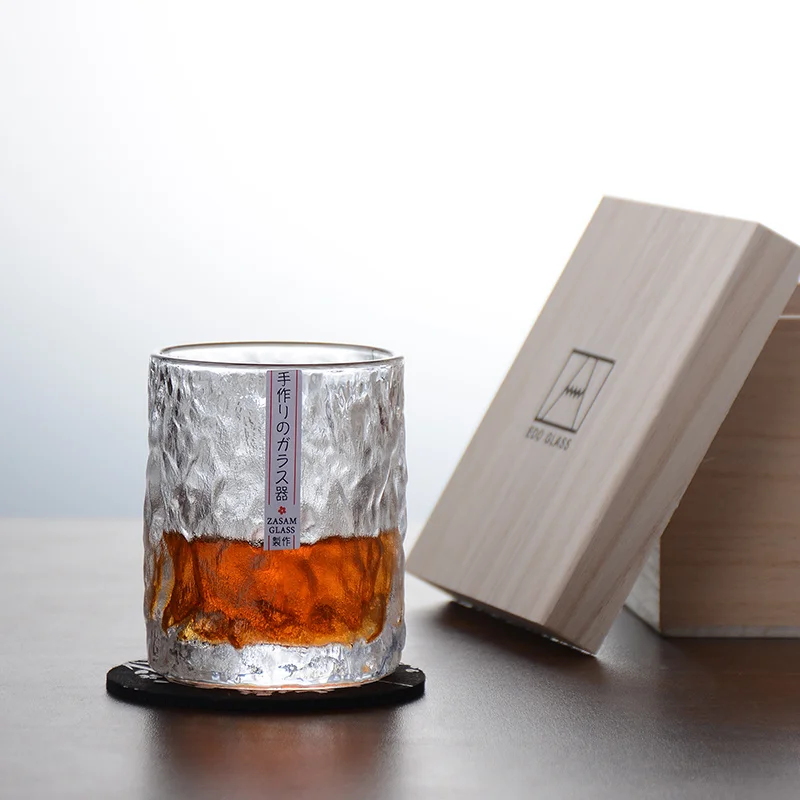 Dicke schwere Basis EDO Crystal Glacier Tumbler Bierbecher First Snow Whiskyglas Japan Aderia Design altmodische Whiskygläser
