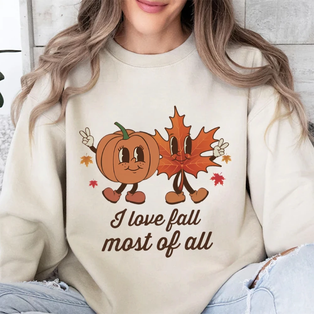 

Pumpkin Leaves Fall Sweatshirt Girls Fall Shirts I Love Fall Most of All Sweater halloween Autumn Jumper Thanksgiving Dinner Top