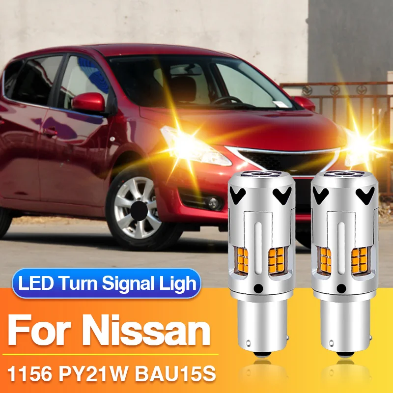 

2PCS 1156 PY21W LED Turn Signal Light BAU15S Yellow Blub Canbus for Nissan Terrano D10/Cube Z12/Navara NP300 D23/NV200/Tiida C11