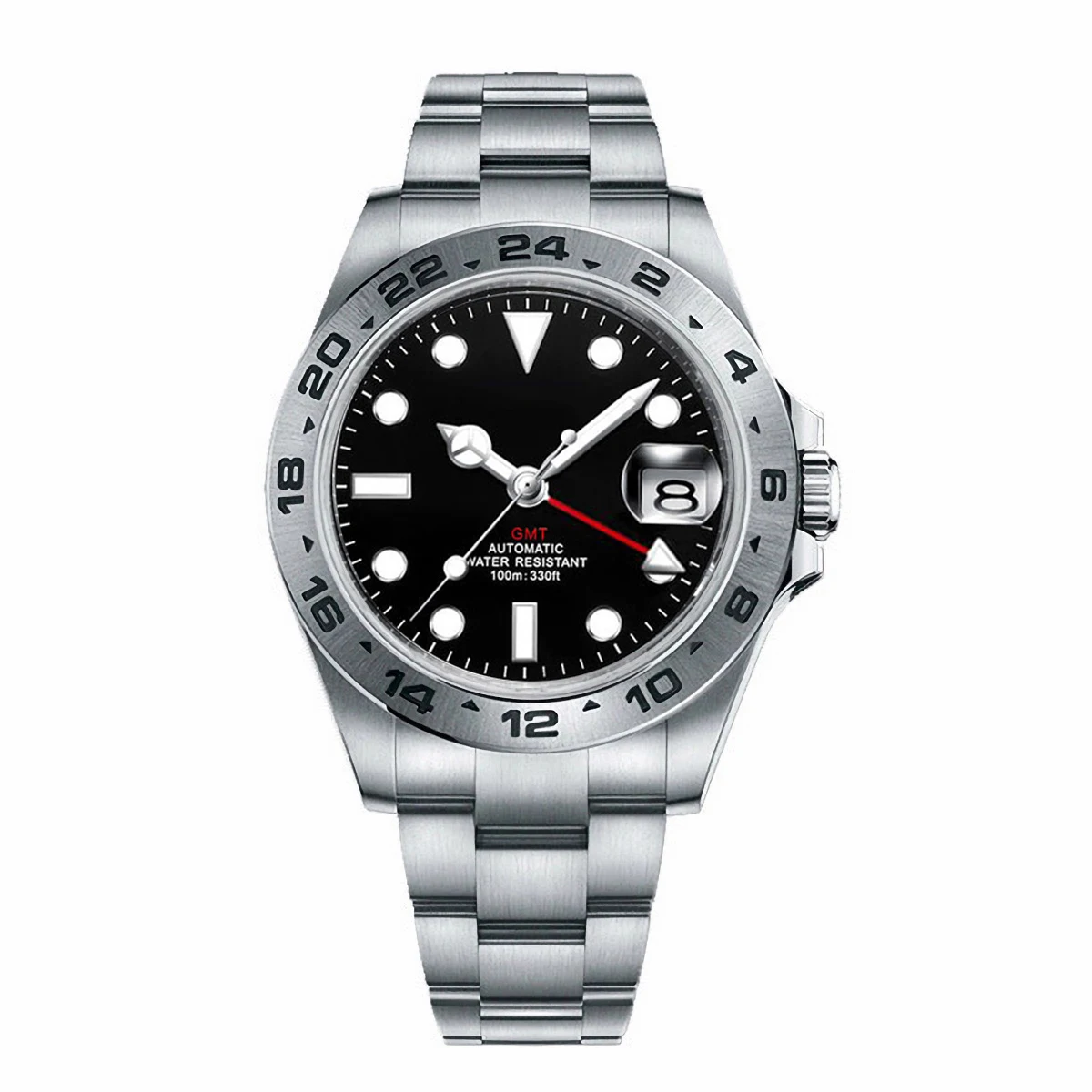 커스텀 럭셔리 39mm NH34 오토매틱 기계식 GMT 시계 풀 스틸 남성용 시계 사파이어 야광 방수 남성용 렐로즈 옴브레